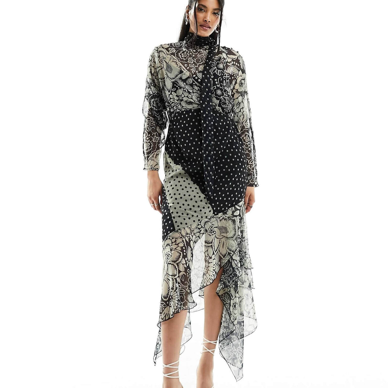 Платье Asos Design Chiffon Tie Neck Waisted With Asymmetric Hem Detail, мультиколор
Платье Asos Design Chiffon Tie Neck Waisted With Asymmetric Hem Detail, мультиколор