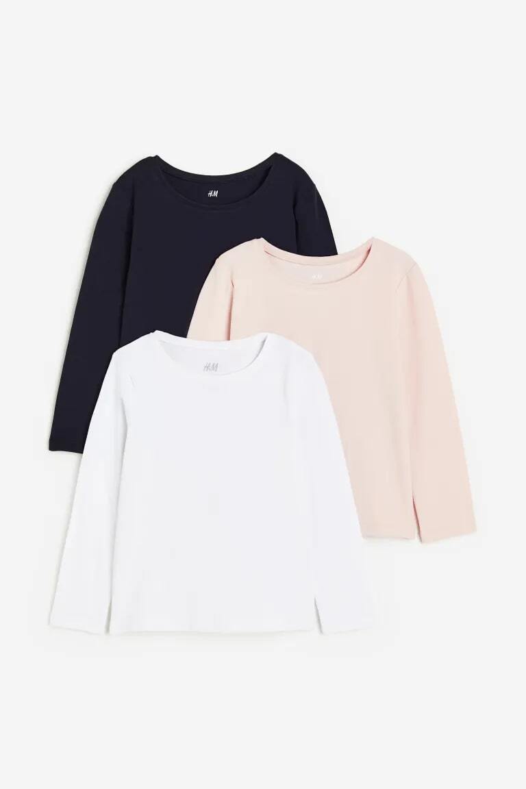 Комплект из трех топов с длинными рукавами H&M, светло-розовый/темно-синий/белый
Комплект из трех топов с длинными рукавами H&M, светло-розовый/темно-синий/белый