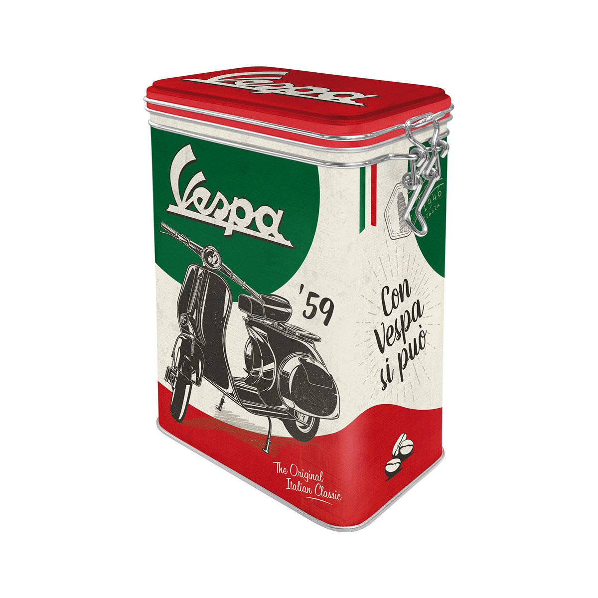 Ретро-кофейная банка Nostalgic-Art, 1,3 л, "Vespa - Italian Classic", идея подарка для любителей самокатов, жестяная банка с ароматной крышкой, винтажный дизайн
Ретро-кофейная банка Nostalgic-Art, 1,3 л, "Vespa - Italian Classic", идея подарка для любителей самокатов, жестяная банка с ароматной крышкой, винтажный дизайн