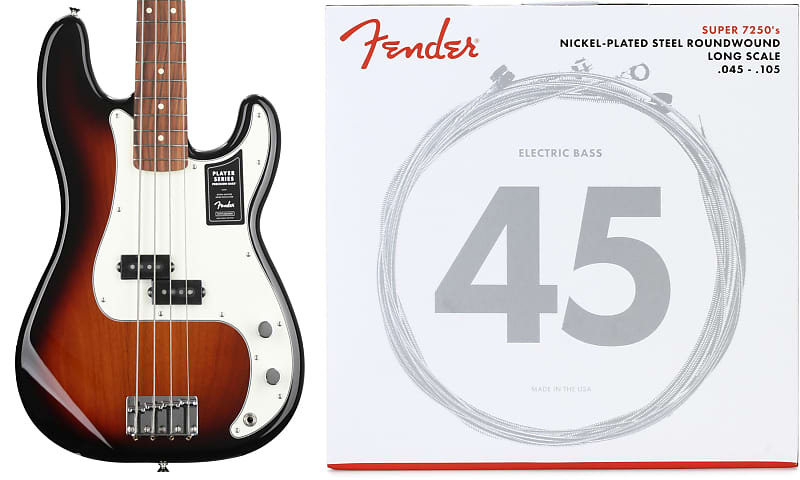 Fender Player Precision Bass — 3-тональные солнечные лучи с грифом Pau Ferro в комплекте со струнами Fender 7250M из никелированной стали с длинной шкалой для бас-гитары — .045–.105 Medium 0149803500=1 0737250406=1
Fender Player Precision Bass — 3-тональные солнечные лучи с грифом Pau Ferro в комплекте со струнами Fender 7250M из никелированной стали с длинной шкалой для бас-гитары — .045–.105 Medium 0149803500=1 0737250406=1