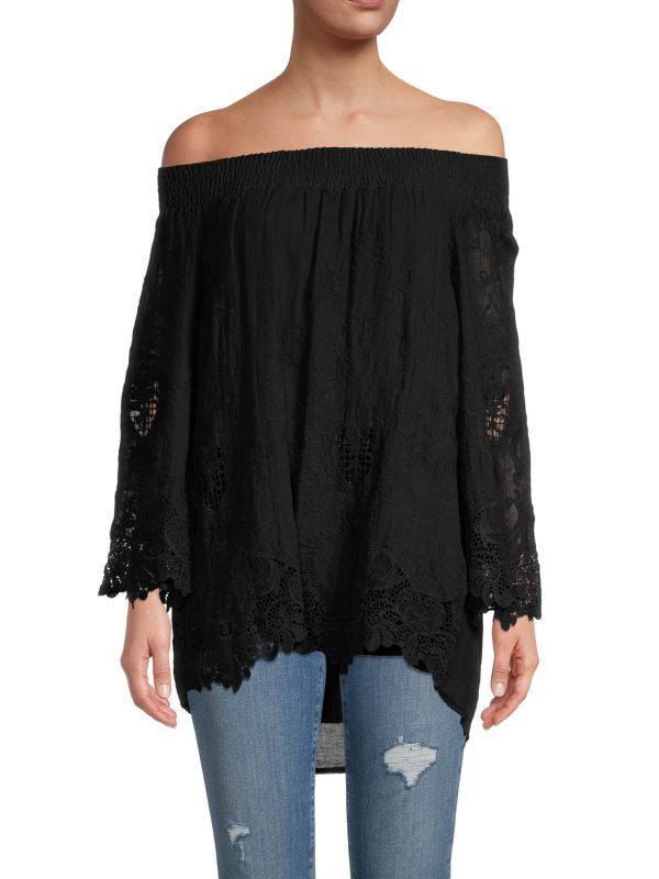Присборенная туника с вышивкой и вставкой с открытыми плечами Saks Fifth Avenue Black
Присборенная туника с вышивкой и вставкой с открытыми плечами Saks Fifth Avenue Black