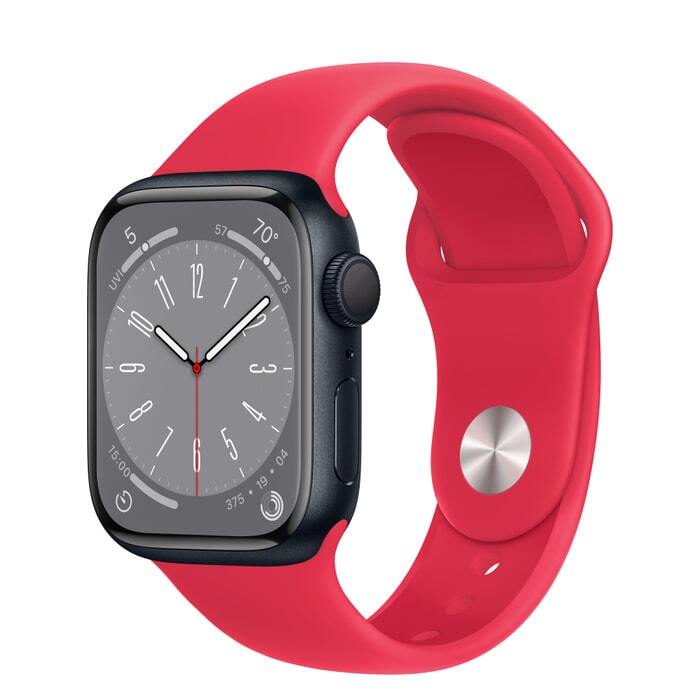 Умные часы Apple Watch Series 8 (GPS), 41 мм, Midnight Aluminum Case/(PRODUCT)RED Sport Band - S/M, Черный
Умные часы Apple Watch Series 8 (GPS), 41 мм, Midnight Aluminum Case/(PRODUCT)RED Sport Band - S/M, Черный