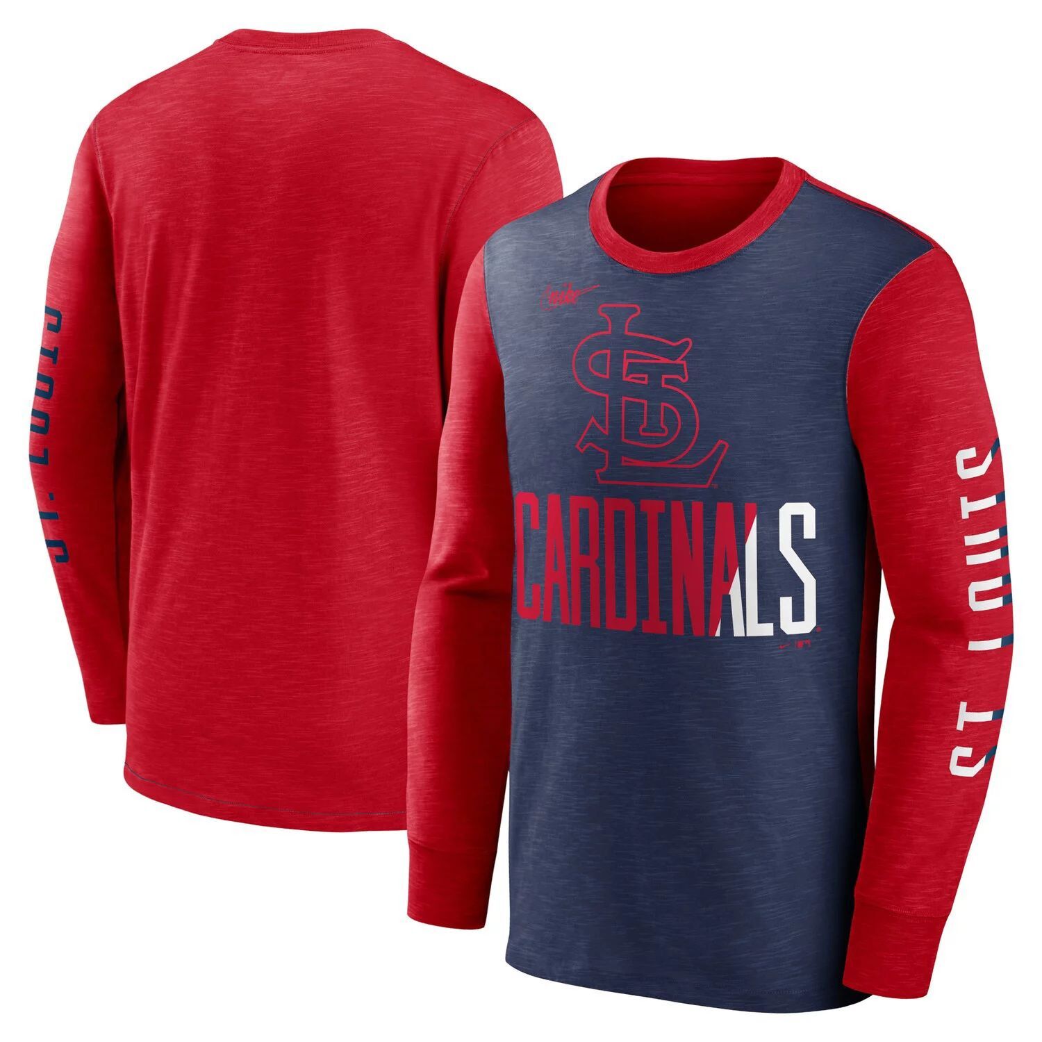 Мужская футболка с длинным рукавом Nike красного/темно-синего цвета St. Louis Cardinals Cooperstown Collection Rewind Splitter Slub
Мужская футболка с длинным рукавом Nike красного/темно-синего цвета St. Louis Cardinals Cooperstown Collection Rewind Splitter Slub