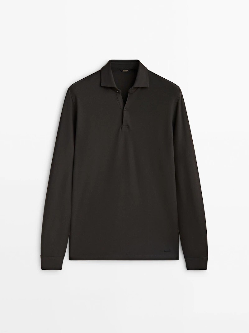 Рубашка-поло с длинными рукавами из смеси хлопка и шерсти Massimo Dutti, коричневый
Рубашка-поло с длинными рукавами из смеси хлопка и шерсти Massimo Dutti, коричневый