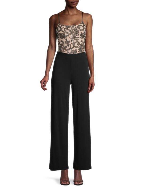 Комбинезон Bebe с пайетками и завязками на спине, черный 
Комбинезон Bebe с пайетками и завязками на спине, черный