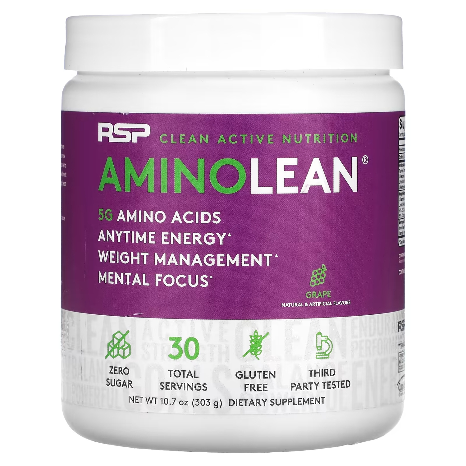 Пищевая Добавка RSP Nutrition AminoLean, Amino Acids + Anytime Energy, виноград, 303 г
Пищевая Добавка RSP Nutrition AminoLean, Amino Acids + Anytime Energy, виноград, 303 г