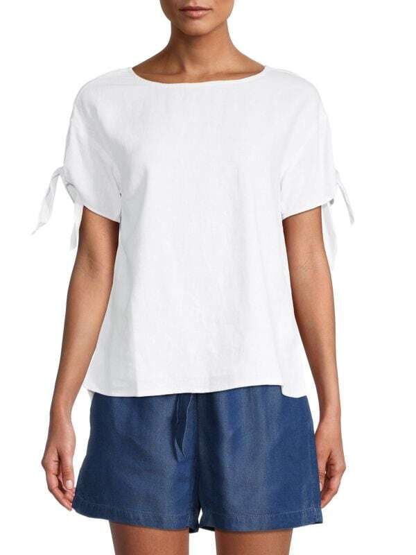 Льняной топ с завязками на рукавах Ellen Tracy White black
Льняной топ с завязками на рукавах Ellen Tracy White black