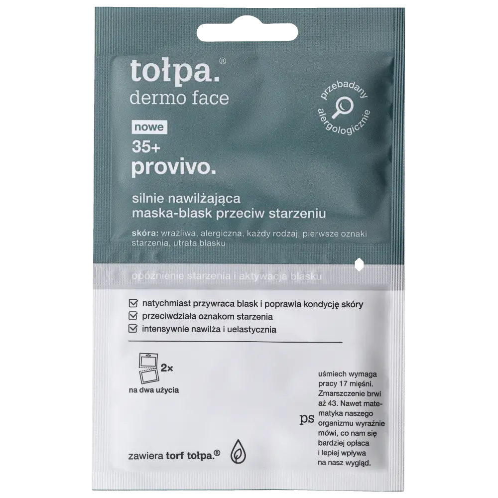 Tołpa Dermo Face Provivo 35+ антивозрастная увлажняющая светящаяся маска, 2x6 мл/1 упаковка
Tołpa Dermo Face Provivo 35+ антивозрастная увлажняющая светящаяся маска, 2x6 мл/1 упаковка