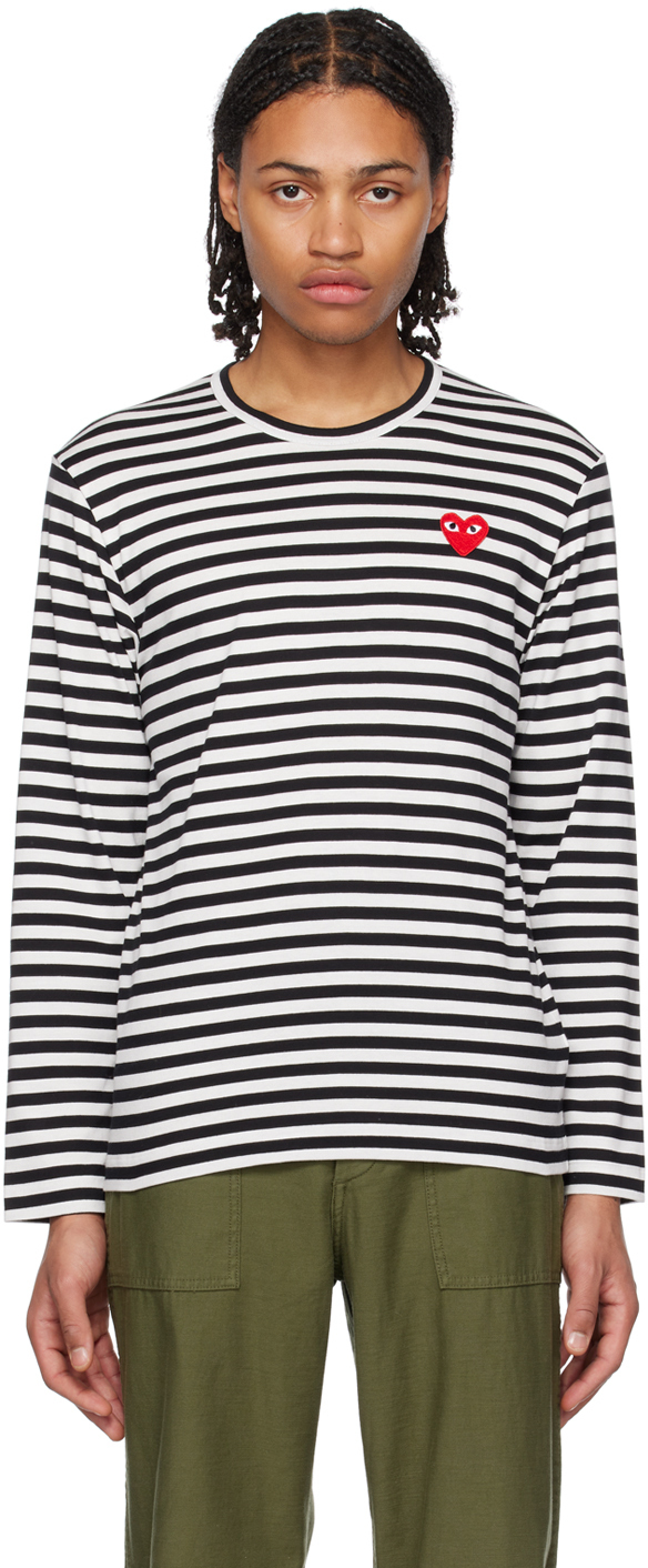 Черно-белая футболка с длинным рукавом с сердечками Comme des Garçons Play, Черный
Черно-белая футболка с длинным рукавом с сердечками Comme des Garçons Play, Черный