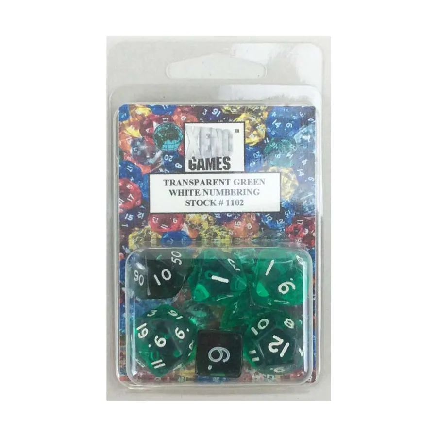 Полный поли-набор: зеленый с белым (10), Dice - Translucent (Xeno Games/Crystal Caste)
Полный поли-набор: зеленый с белым (10), Dice - Translucent (Xeno Games/Crystal Caste)