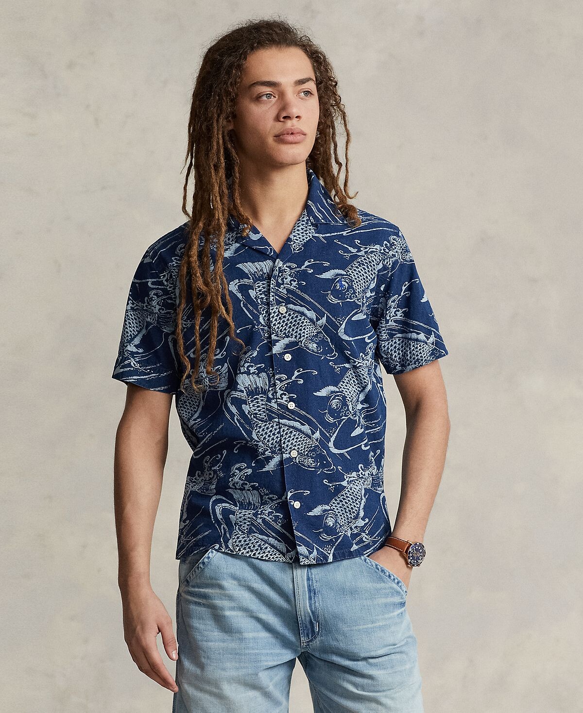 Мужская хлопково-льняная рубашка классического кроя с принтом кои Polo Ralph Lauren
Мужская хлопково-льняная рубашка классического кроя с принтом кои Polo Ralph Lauren