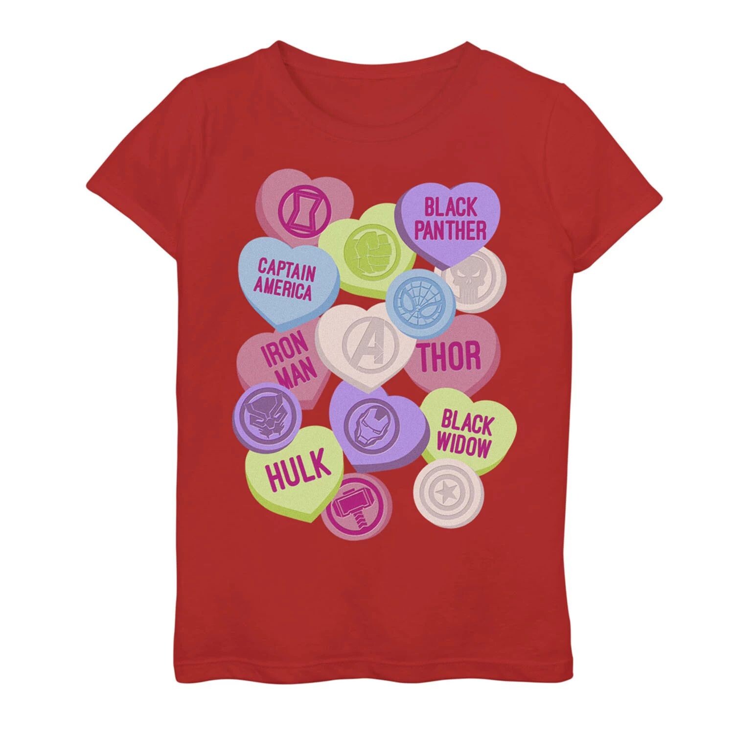 Футболка Candy Hearts для девочек 7–16 лет с изображением Мстителей Marvel и Дня святого Валентина Marvel
Футболка Candy Hearts для девочек 7–16 лет с изображением Мстителей Marvel и Дня святого Валентина Marvel