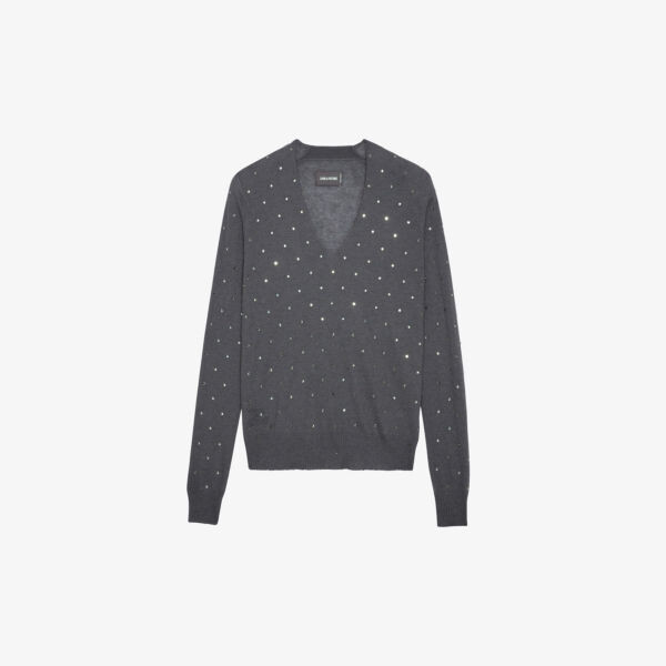 Кашемировый джемпер Elya с V-образным вырезом и стразами Zadig&Voltaire, цвет ardoise
Кашемировый джемпер Elya с V-образным вырезом и стразами Zadig&Voltaire, цвет ardoise
