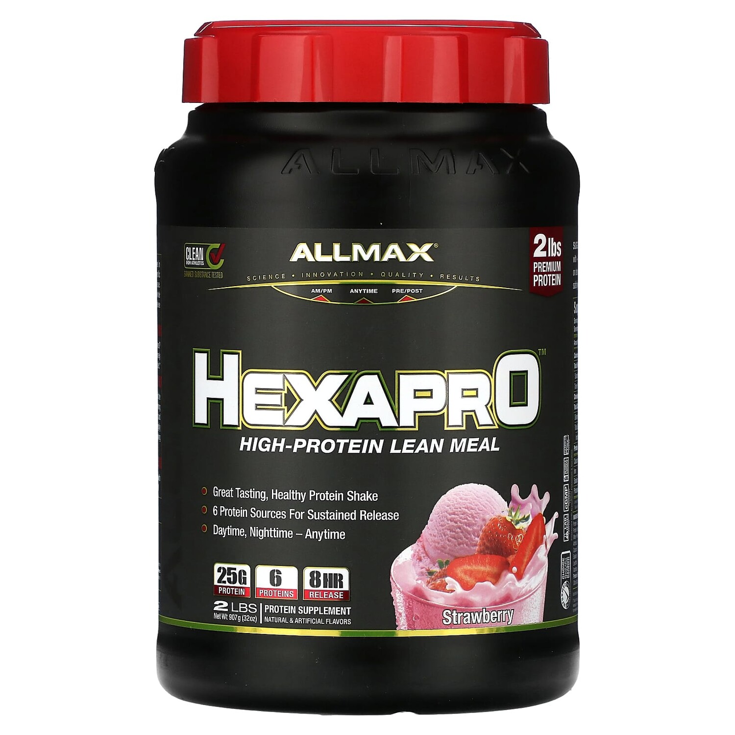 Hexapro, постная еда с высоким содержанием белка, клубника, 907 г (2 фунта), ALLMAX
Hexapro, постная еда с высоким содержанием белка, клубника, 907 г (2 фунта), ALLMAX