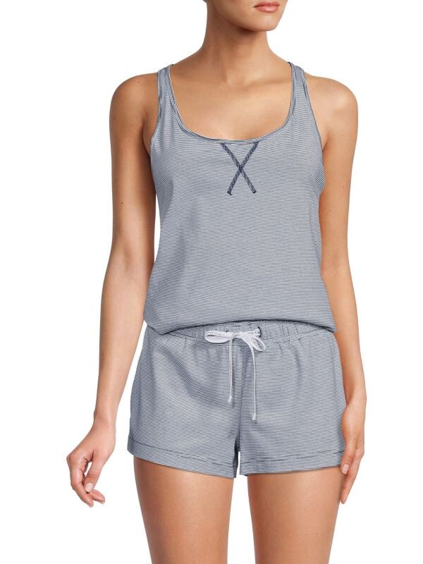 Комплект из футболки без рукавов и пижамных шорт из однотонного джерси Calvin Klein Navy white
Комплект из футболки без рукавов и пижамных шорт из однотонного джерси Calvin Klein Navy white