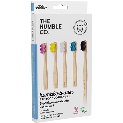Семейный набор бамбуковых зубных щеток The Humble Co. с чувствительной щетиной — биоразлагаемые, экологически чистые, веганские — упаковка из 5 шт., The Humble Co
Семейный набор бамбуковых зубных щеток The Humble Co. с чувствительной щетиной — биоразлагаемые, экологически чистые, веганские — упаковка из 5 шт., The Humble Co