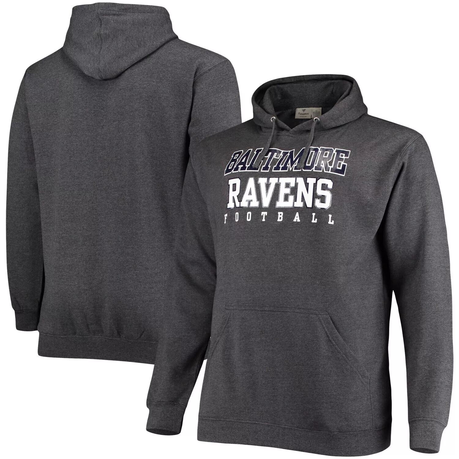 Мужской фирменный темно-серый пуловер с капюшоном Baltimore Ravens Big & Tall Practice Fanatics
Мужской фирменный темно-серый пуловер с капюшоном Baltimore Ravens Big & Tall Practice Fanatics