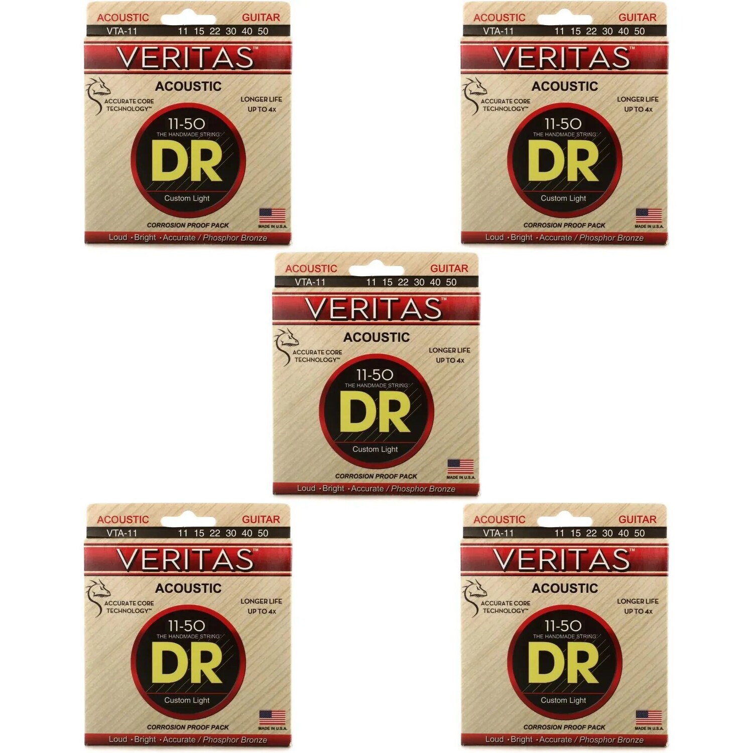 Струны для акустической гитары DR Strings VTA-11 Veritas Phosphor Bronze — .011-.050 Custom Light (5 шт.)
Струны для акустической гитары DR Strings VTA-11 Veritas Phosphor Bronze — .011-.050 Custom Light (5 шт.)