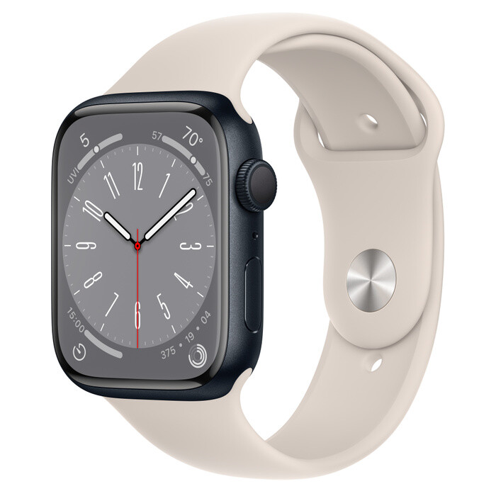 Умные часы Apple Watch Series 8 (GPS), 45 мм, Midnight Aluminum Case/Starlight Sport Band - S/M, Черный
Умные часы Apple Watch Series 8 (GPS), 45 мм, Midnight Aluminum Case/Starlight Sport Band - S/M, Черный