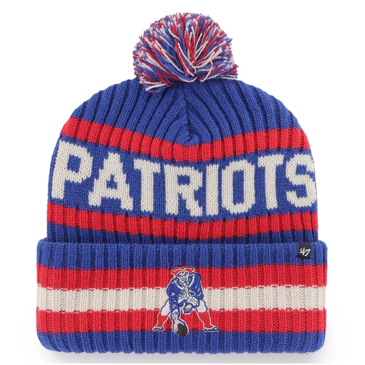 Мужская вязаная шапка с манжетами и помпоном Royal New England Patriots Legacy Bering '47
Мужская вязаная шапка с манжетами и помпоном Royal New England Patriots Legacy Bering '47