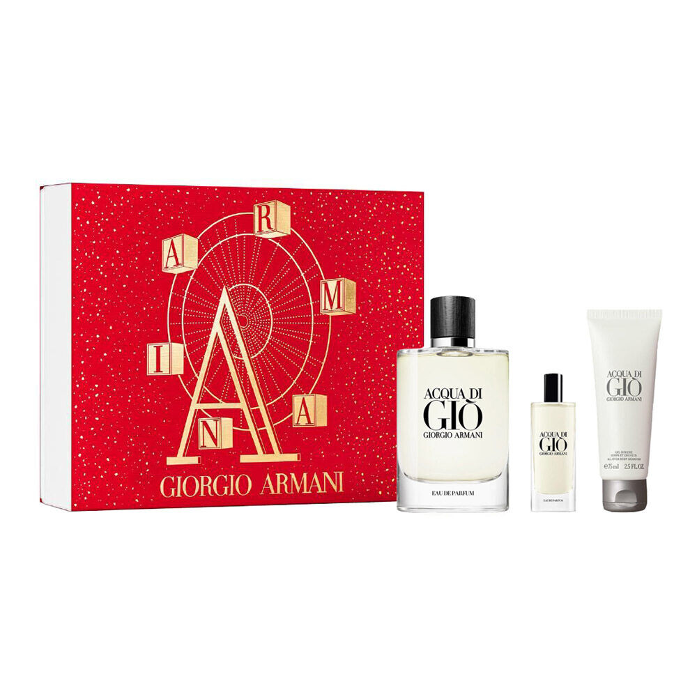Giorgio Armani Acqua di Gio мужской набор: парфюмированная вода, 125 мл + парфюмированная вода, 15 мл + гель для душа, 75 мл
Giorgio Armani Acqua di Gio мужской набор: парфюмированная вода, 125 мл + парфюмированная вода, 15 мл + гель для душа, 75 мл