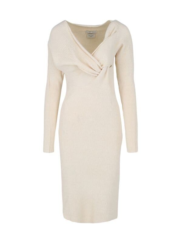Облегающее платье из смесового шелка с переплетением спереди Bottega Veneta Beige
Облегающее платье из смесового шелка с переплетением спереди Bottega Veneta Beige