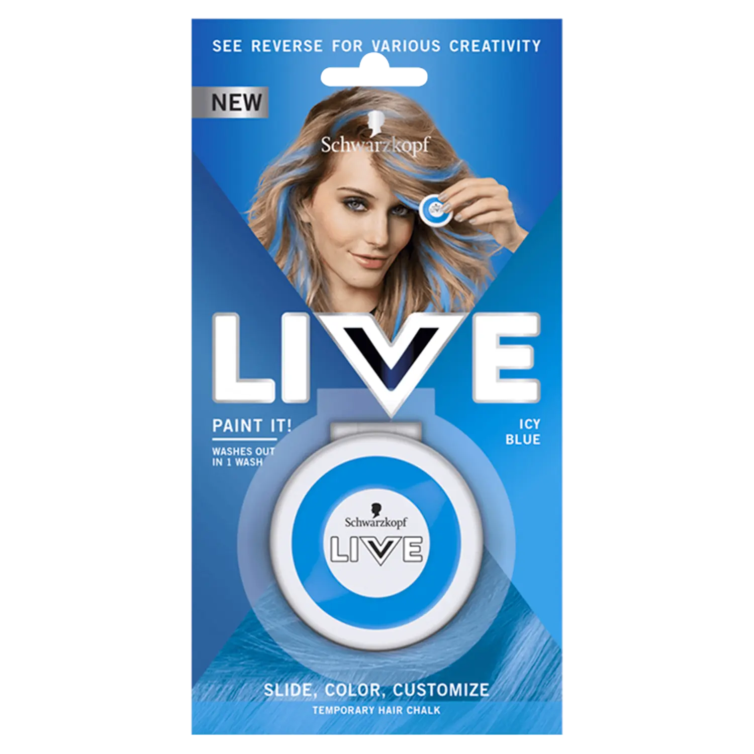 Schwarzkopf Live Paint It! Icy Blue смываемый мел для волос ледяной синий, 1 упаковка
Schwarzkopf Live Paint It! Icy Blue смываемый мел для волос ледяной синий, 1 упаковка