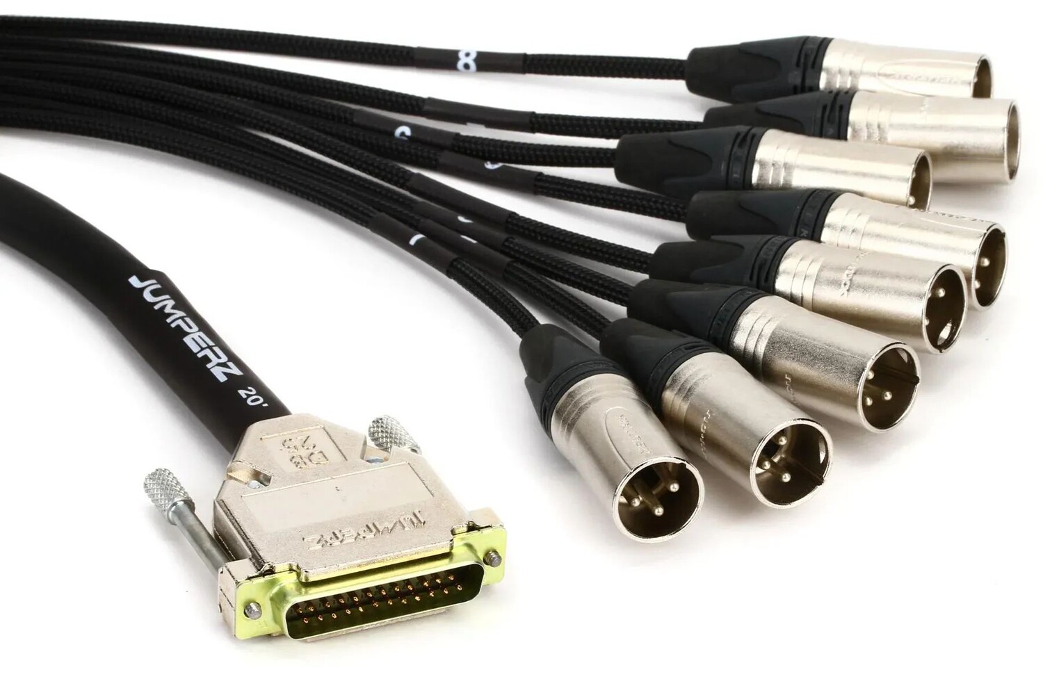 JUMPERZ JDB25-XLRM ZipLine DB25 — XLR 8-канальный аналоговый аудиоинтерфейсный кабель «папа» — 20 футов
JUMPERZ JDB25-XLRM ZipLine DB25 — XLR 8-канальный аналоговый аудиоинтерфейсный кабель «папа» — 20 футов