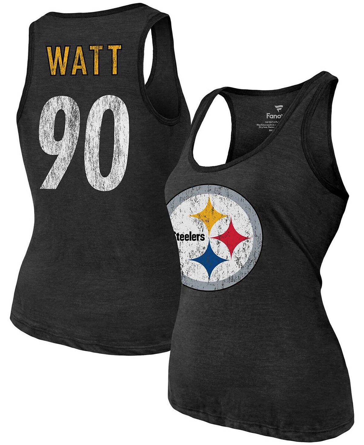 Женский Ти Джей Черная футболка Watt Heathered Pittsburgh Steelers с названием и номером, футболка Tri-Blend Fanatics, черный
Женский Ти Джей Черная футболка Watt Heathered Pittsburgh Steelers с названием и номером, футболка Tri-Blend Fanatics, черный