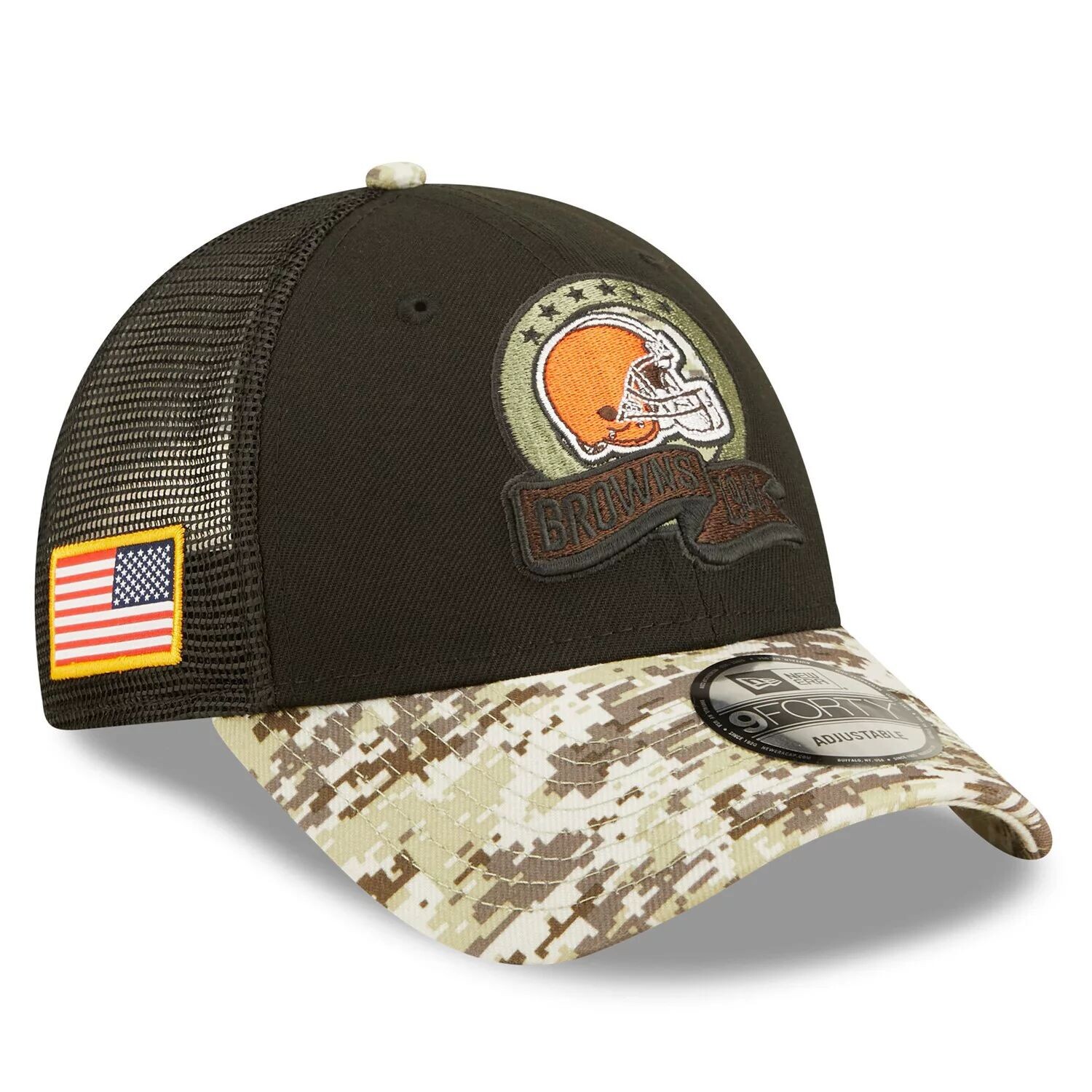 Мужская кепка New Era Black/Camo Cleveland Browns 2022 Salute To Service 9FORTY Snapback Trucker Hat
Мужская кепка New Era Black/Camo Cleveland Browns 2022 Salute To Service 9FORTY Snapback Trucker Hat