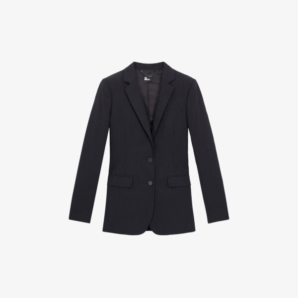 Приталенный блейзер из смесовой ткани с теннисными полосками The Kooples, черный
Приталенный блейзер из смесовой ткани с теннисными полосками The Kooples, черный