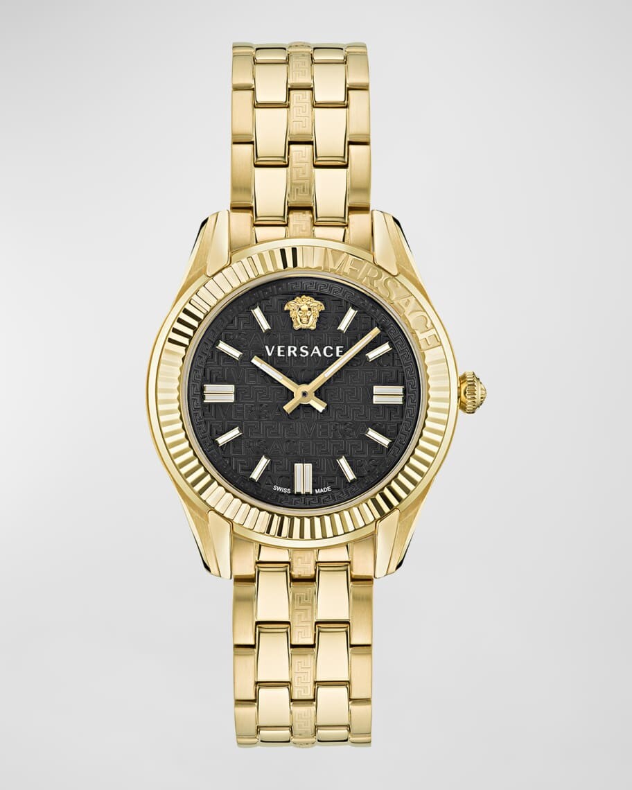Часы Greca Time 35 мм с ремешком-браслетом, желтое золото/черный Versace
Часы Greca Time 35 мм с ремешком-браслетом, желтое золото/черный Versace