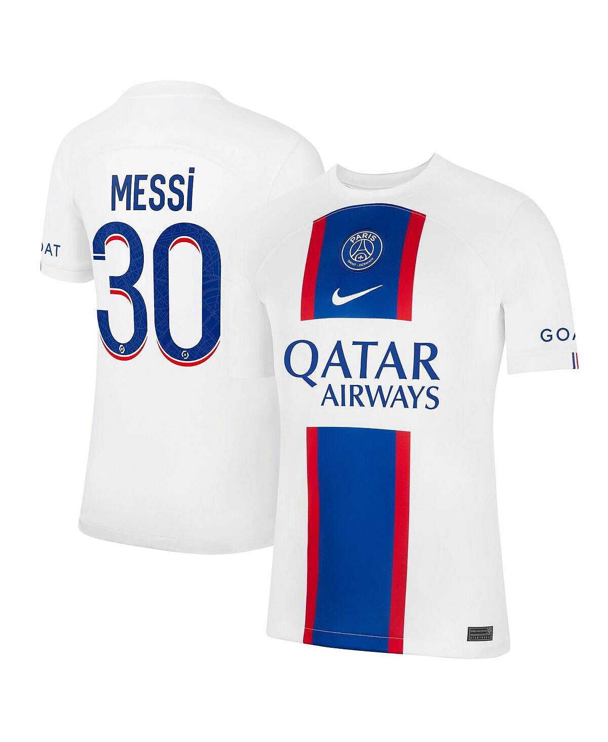 Мужская футболка lionel messi white paris saint-germain 2022/23 third breathe stadium replica player jersey Nike, белый
Мужская футболка lionel messi white paris saint-germain 2022/23 third breathe stadium replica player jersey Nike, белый