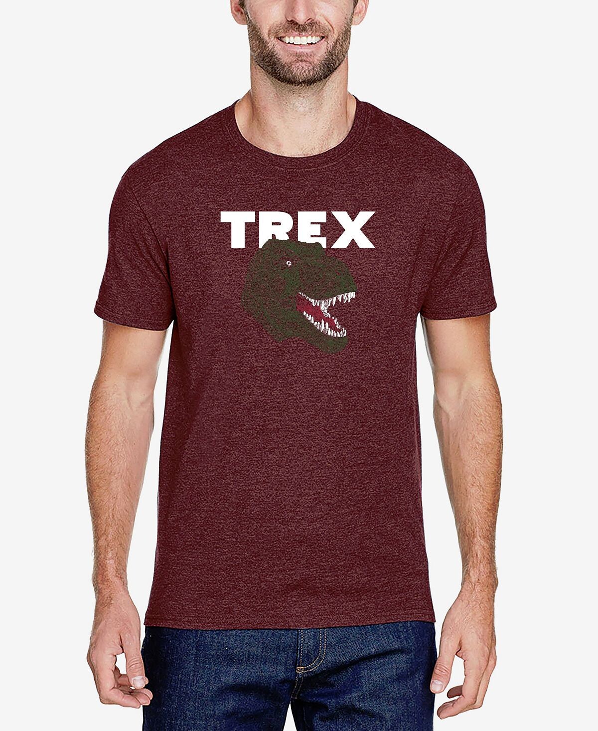 Мужская футболка premium blend word art с изображением головы t-rex LA Pop Art, Коричневый
Мужская футболка premium blend word art с изображением головы t-rex LA Pop Art, Коричневый