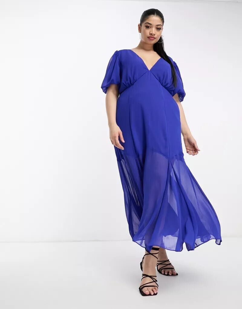 Шифоновое платье миди ASOS DESIGN Curve кобальтово-синего цвета с V-образным вырезом, развевающимися рукавами и годе по подолу
Шифоновое платье миди ASOS DESIGN Curve кобальтово-синего цвета с V-образным вырезом, развевающимися рукавами и годе по подолу