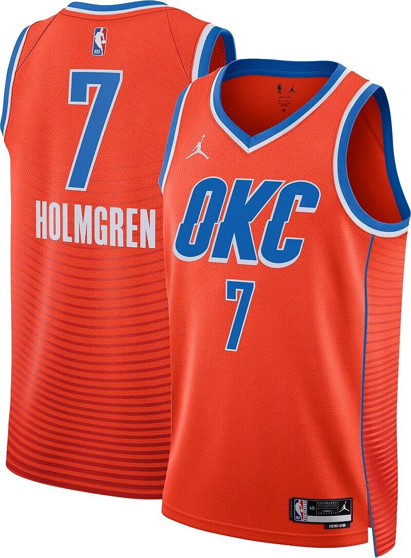 Jordan Мужская футболка Nike Oklahoma City Thunder Chet Holmgren #7 оранжевого цвета Dri-FIT Swingman
Jordan Мужская футболка Nike Oklahoma City Thunder Chet Holmgren #7 оранжевого цвета Dri-FIT Swingman