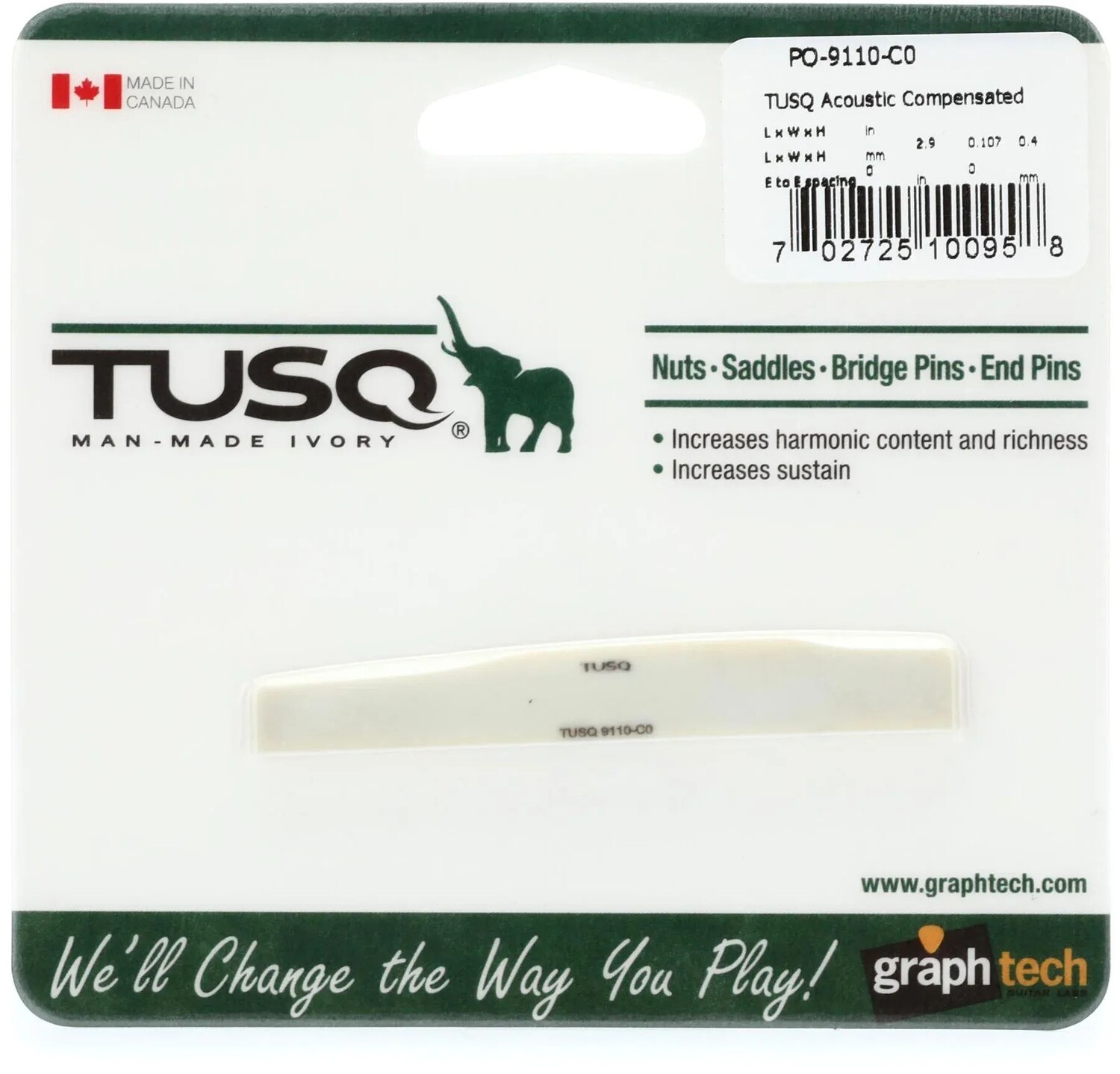 Graph Tech PQ-9110-C0 Компенсированное седло для акустической гитары TUSQ в стиле Martin — длина 2–29/32 дюйма, ширина 3/32 дюйма
Graph Tech PQ-9110-C0 Компенсированное седло для акустической гитары TUSQ в стиле Martin — длина 2–29/32 дюйма, ширина 3/32 дюйма