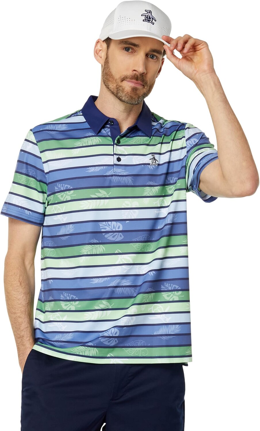 Поло Original Resort в полоску с принтом Original Penguin Golf, цвет Astral Night
Поло Original Resort в полоску с принтом Original Penguin Golf, цвет Astral Night