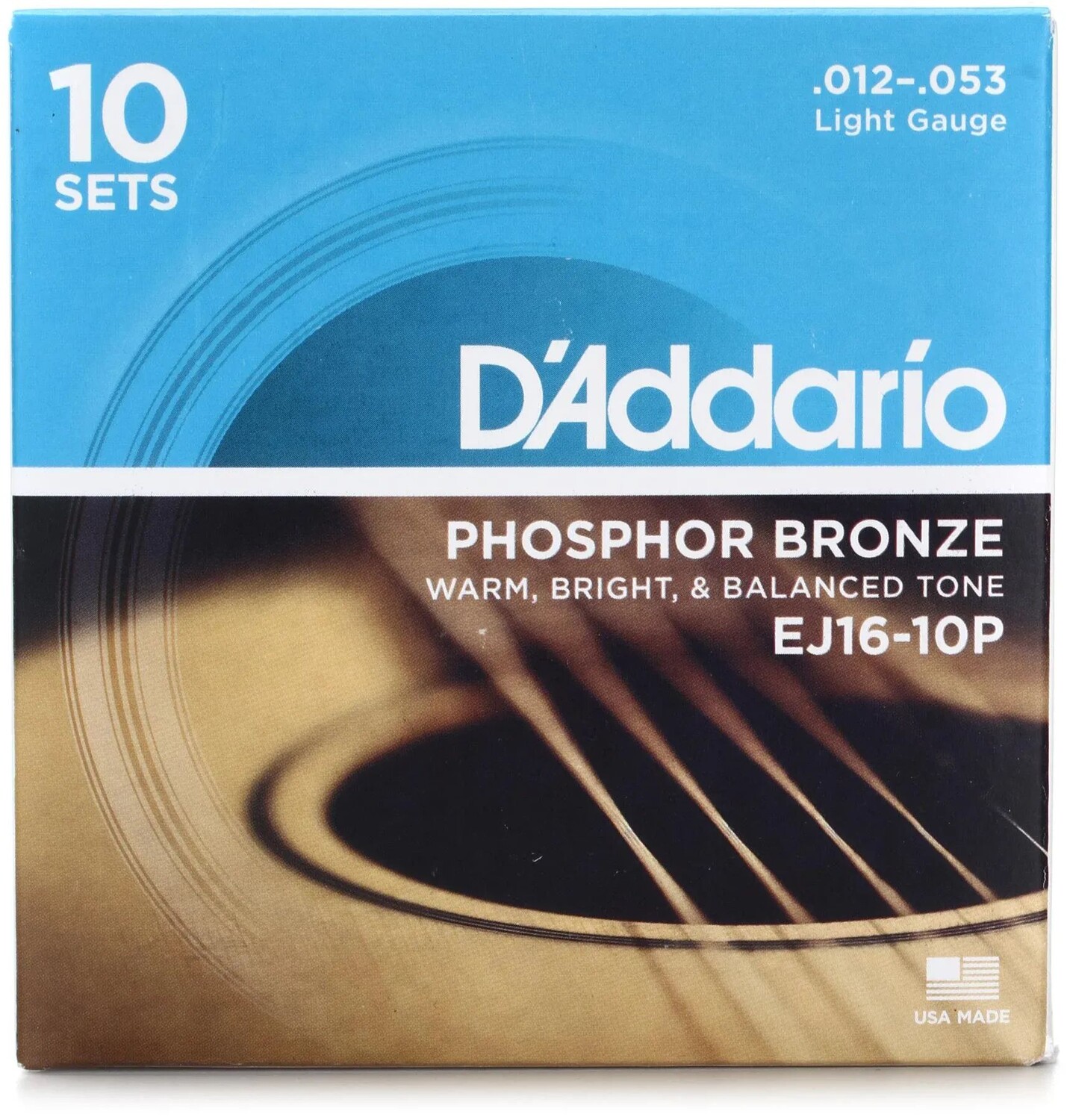 Струны D'Addario EJ16 для акустической гитары из фосфористой бронзы — .012-.053 светлые (10 шт.)
Струны D'Addario EJ16 для акустической гитары из фосфористой бронзы — .012-.053 светлые (10 шт.)