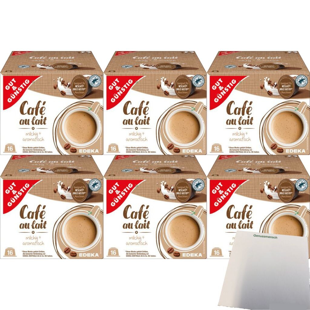 Кофейные капсулы G&G Cafe au lait, подходящие для Nescafe Dolce Gusto, упаковка 6 шт. (6x16 порций) + блок usy.
Кофейные капсулы G&G Cafe au lait, подходящие для Nescafe Dolce Gusto, упаковка 6 шт. (6x16 порций) + блок usy.