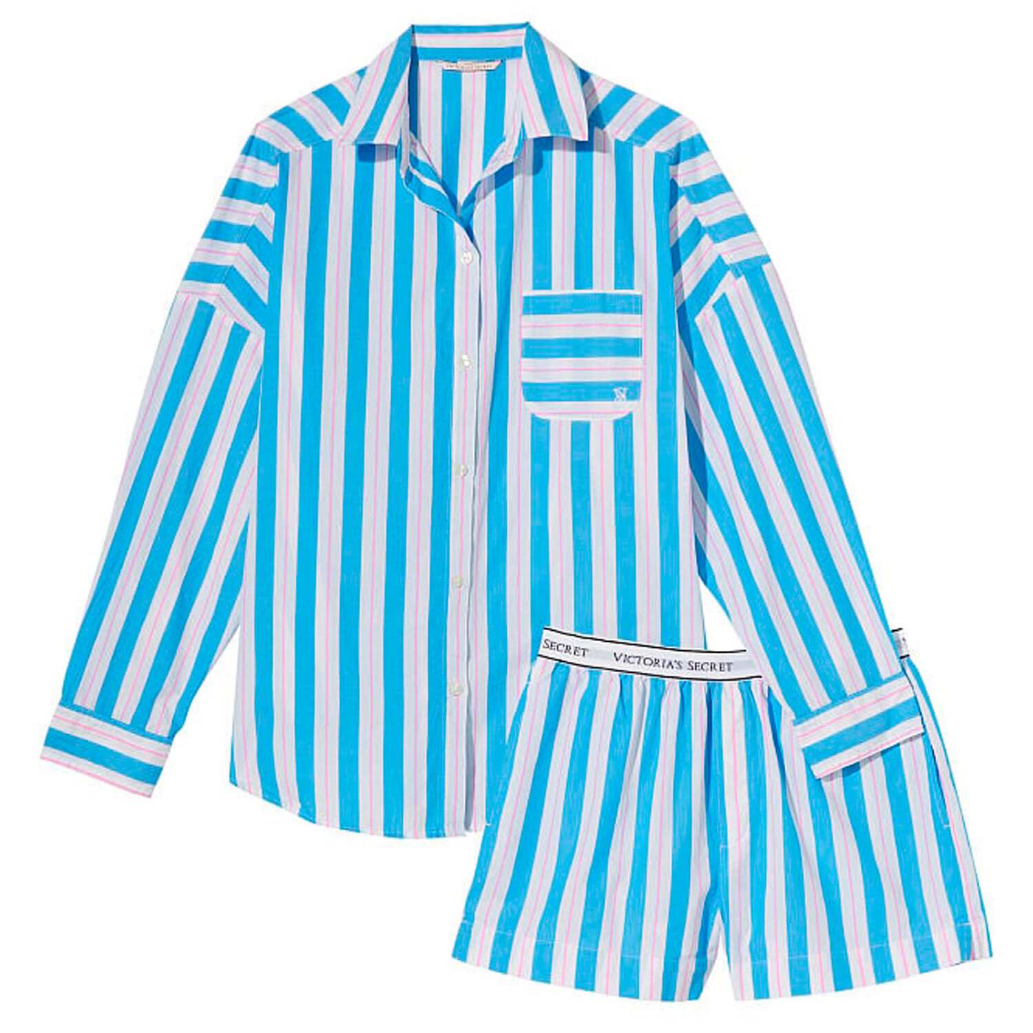 Пижамный комплект оверсайз с длинными рукавами Victoria's Secret Cotton, синий/белый
Пижамный комплект оверсайз с длинными рукавами Victoria's Secret Cotton, синий/белый