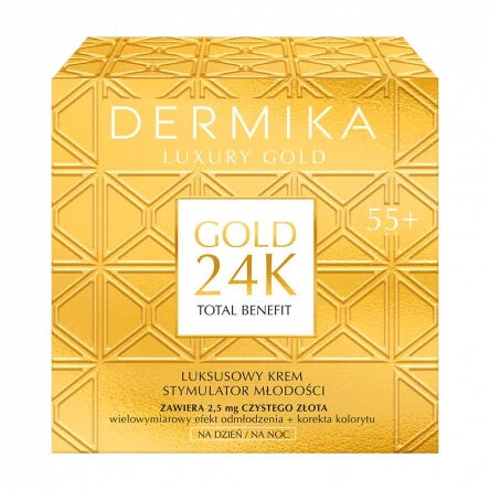 Dermika Luxury Gold 24K Total Benefit 55+ роскошный крем-стимулятор молодости для дня и ночи 50мл
Dermika Luxury Gold 24K Total Benefit 55+ роскошный крем-стимулятор молодости для дня и ночи 50мл