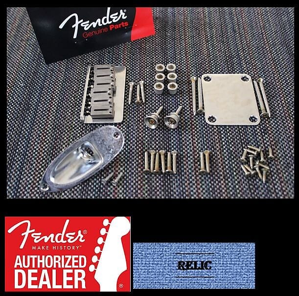 Fender Aged/Relic American Standard Hardtail Chrome Stratocaster Body Hardware Set Strat American Hardtail Strat Bridge Assembly '86-'07, Chrome
Fender Aged/Relic American Standard Hardtail Chrome Stratocaster Body Hardware Set Strat American Hardtail Strat Bridge Assembly '86-'07, Chrome