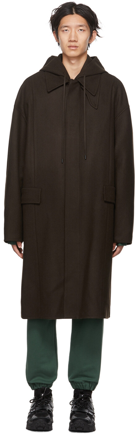 Коричневое шерстяное пальто Juun.J, Коричневый 
Коричневое шерстяное пальто Juun.J, Коричневый