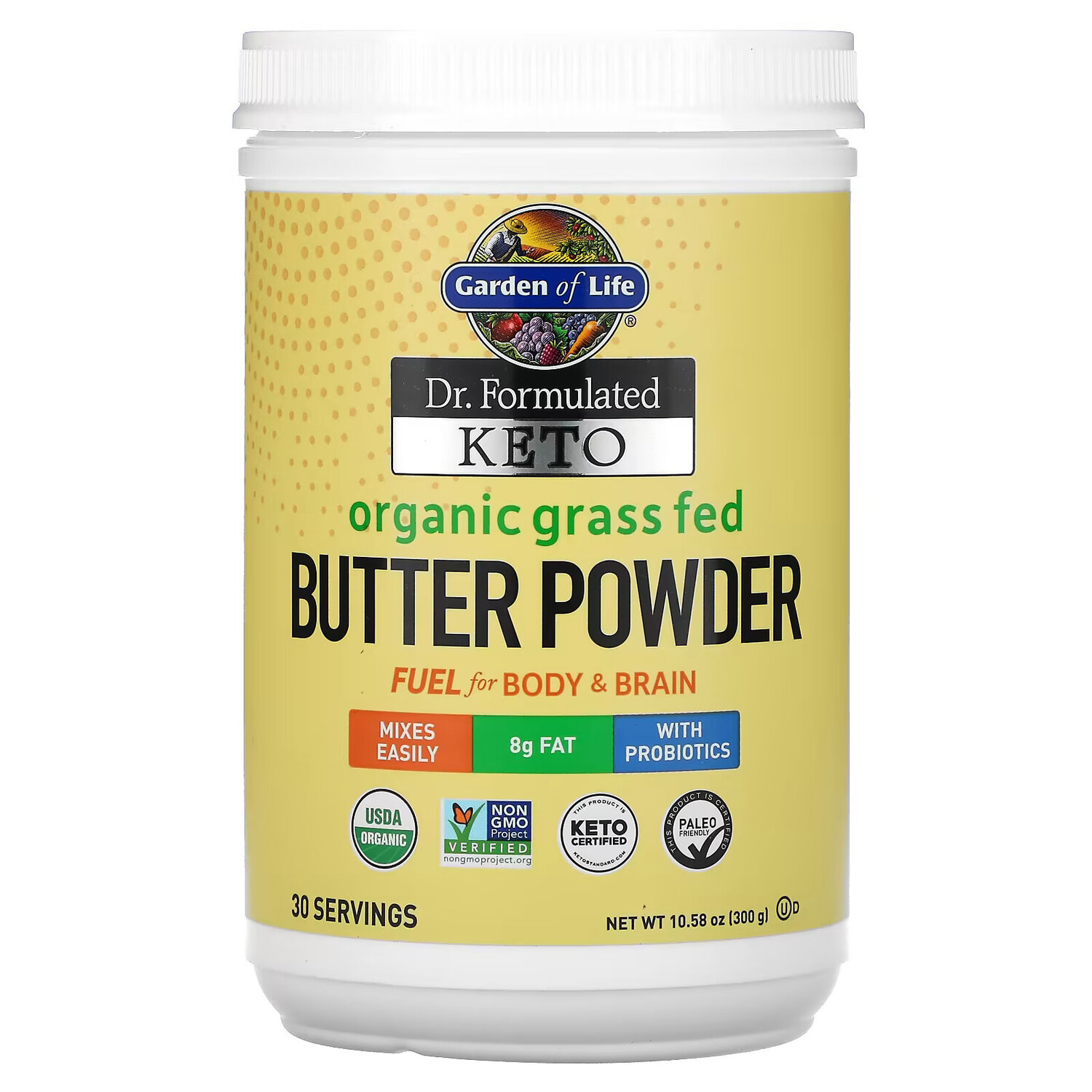 Garden of Life, Dr. Formulated Keto, порошок из органического сливочного масла из молока коров травяного откорма, 300 г (10,58 унции)
Garden of Life, Dr. Formulated Keto, порошок из органического сливочного масла из молока коров травяного откорма, 300 г (10,58 унции)