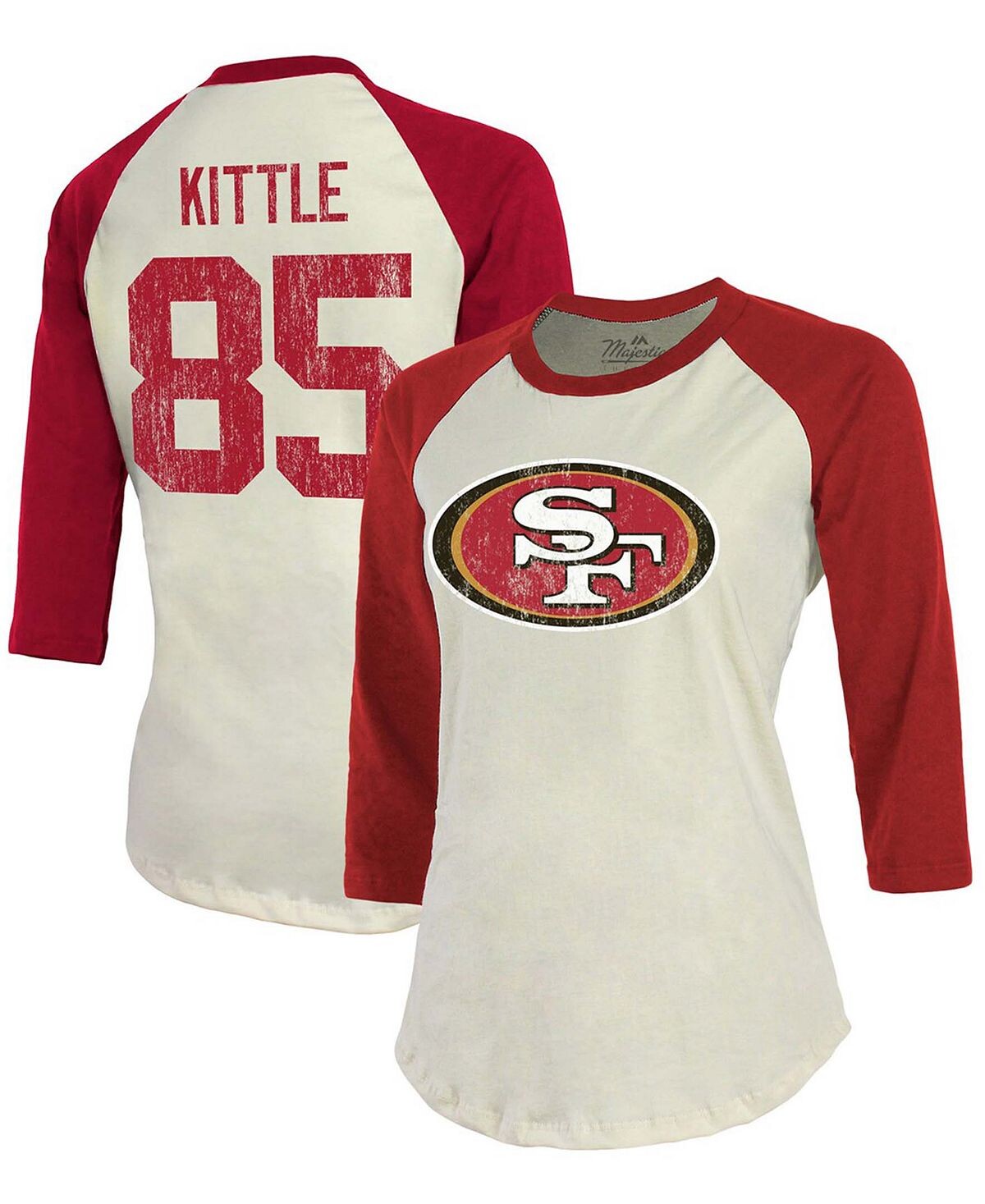 Женская футболка George Kittle Cream, Scarlet San Francisco 49Ers Player реглан с именем, номером и рукавом 3/4 Fanatics
Женская футболка George Kittle Cream, Scarlet San Francisco 49Ers Player реглан с именем, номером и рукавом 3/4 Fanatics