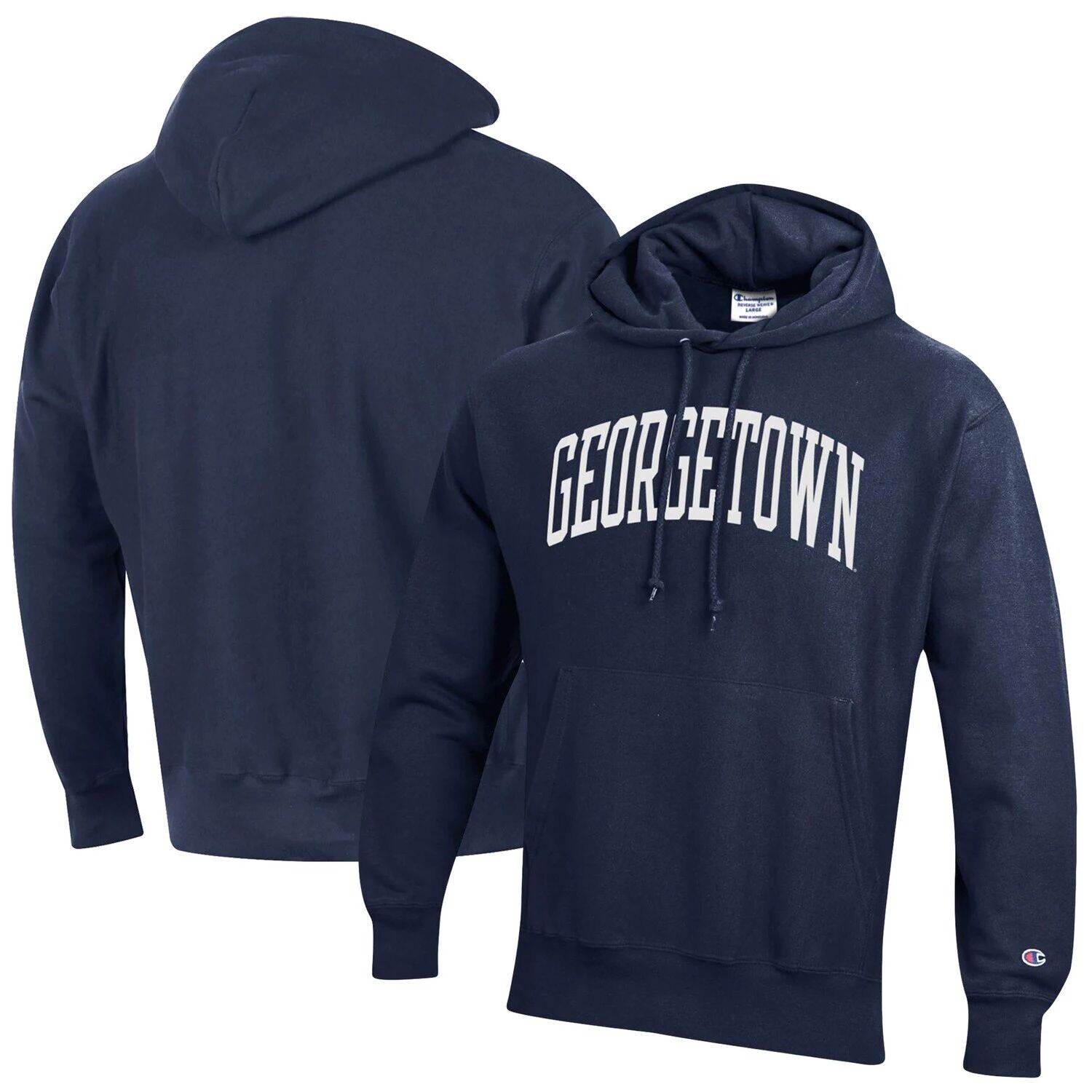 Мужской темно-синий пуловер с капюшоном Georgetown Hoyas Team Arch обратного переплетения Champion
Мужской темно-синий пуловер с капюшоном Georgetown Hoyas Team Arch обратного переплетения Champion