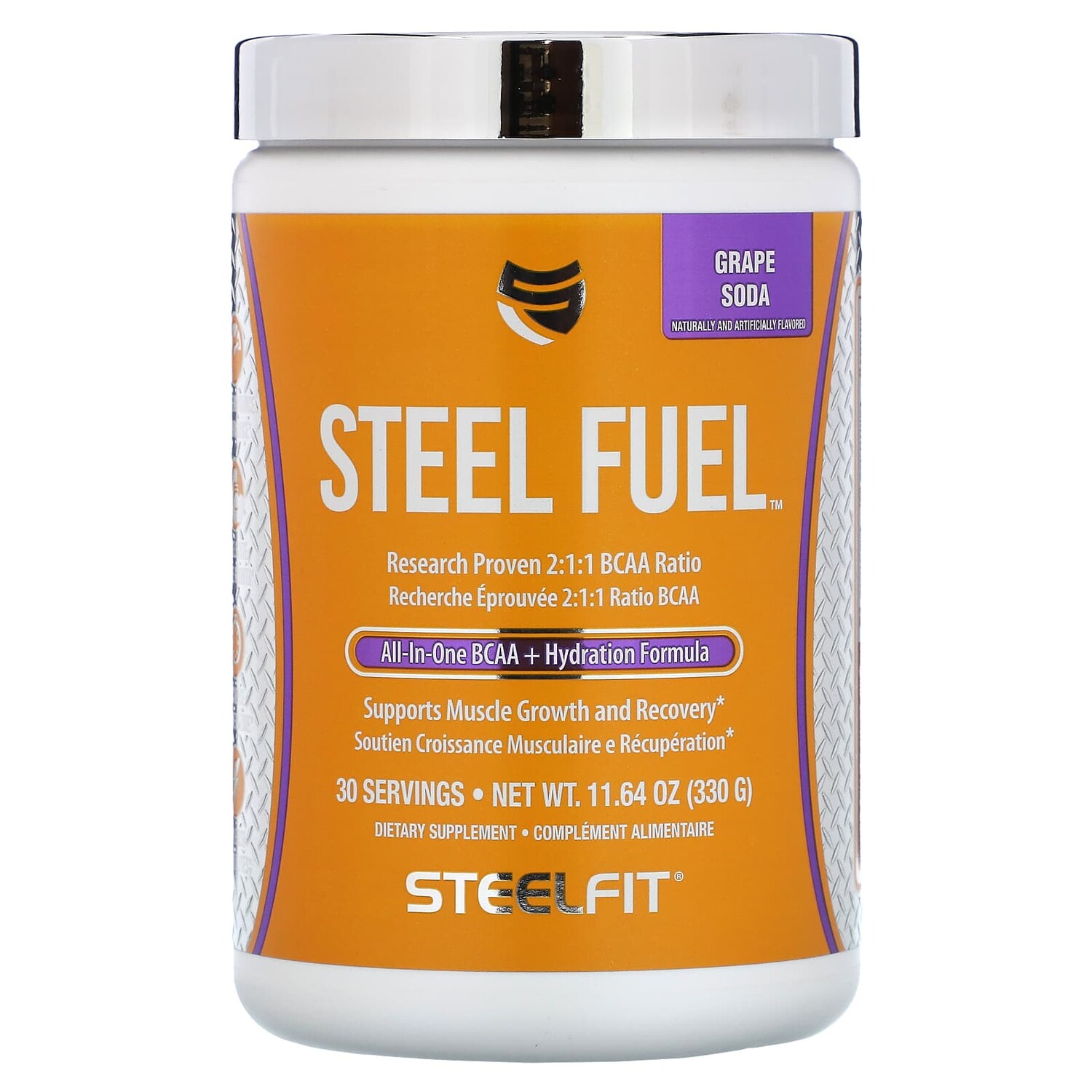 Steel Fuel, универсальное средство с разветвленной цепью и BCAA + Hydration Formula, виноградная сода, 330 г (11,64 унции), SteelFit
Steel Fuel, универсальное средство с разветвленной цепью и BCAA + Hydration Formula, виноградная сода, 330 г (11,64 унции), SteelFit