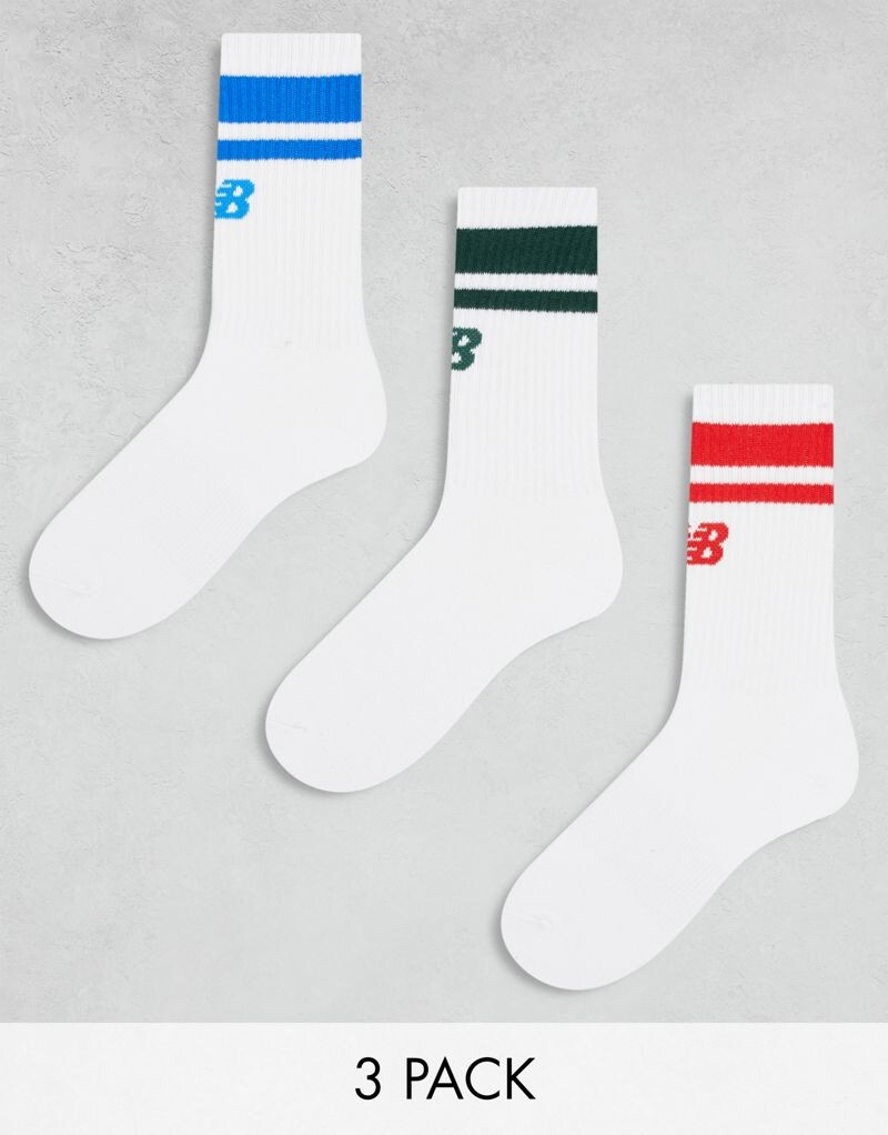New Balance - Набор из 3 пар разноцветных белых коротких носков с линейным логотипом
New Balance - Набор из 3 пар разноцветных белых коротких носков с линейным логотипом