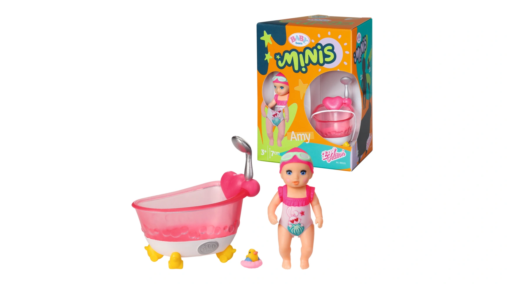 Baby Born Minis Playset Bathtub, кукла Эми высотой 7 см с ванной и уткой для ванны, 906101, Zapf Creation
Baby Born Minis Playset Bathtub, кукла Эми высотой 7 см с ванной и уткой для ванны, 906101, Zapf Creation